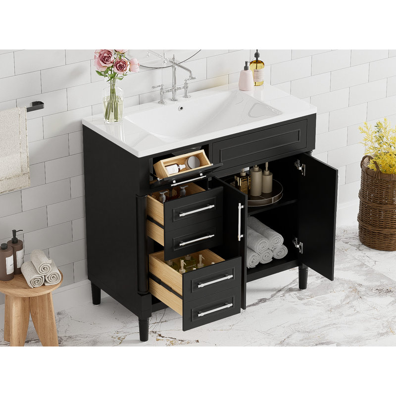 Modern 36" Bathroom Sink Vanity - Practical Resin & Storage Functional