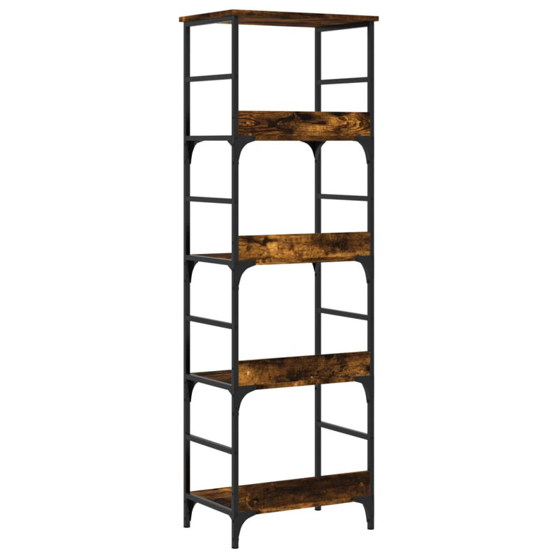 Nevah 153cm H x 50cm W Steel Etagere Bookcase, Smoked Oak
