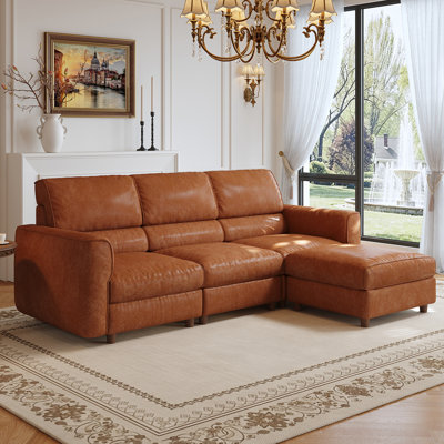 Canapé convertible modulaire avec sièges de rangement et repose-pieds, ensemble de canapés à dossier réglable en similicuir pour le salon