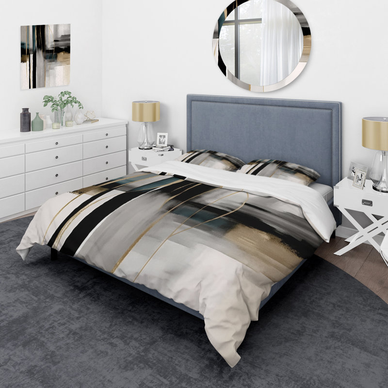 Ensemble de housse de couette en microfibre / polyester Abstract Geode, Housse de couette pour grand lit et 2 taies décor