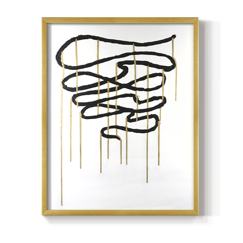 «Weeping Ribbon I», reproduction encadrée - bois massif, Or, H 10 po x l 8 po