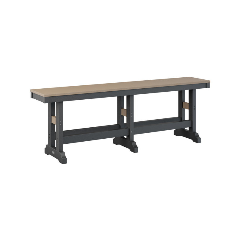 Banc de jardin berlinois 66 po Berlin, 23" H x 12.5" W x 66" D, Bois vieilli / noir
