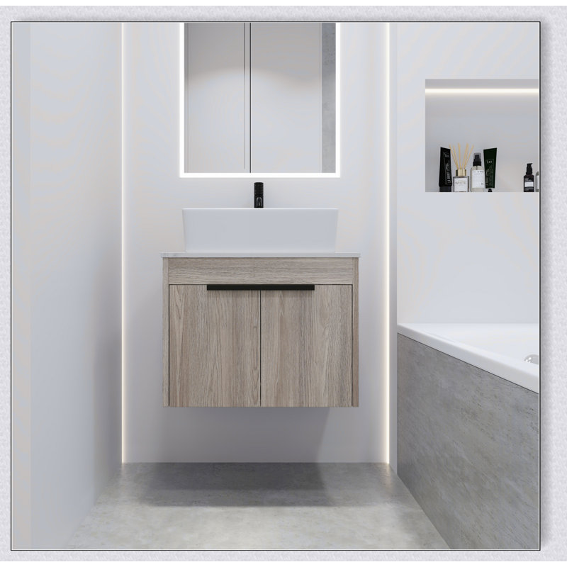 Ensemble de meuble-lavabo mural 24 po avec lavabo en céramique Modern Design