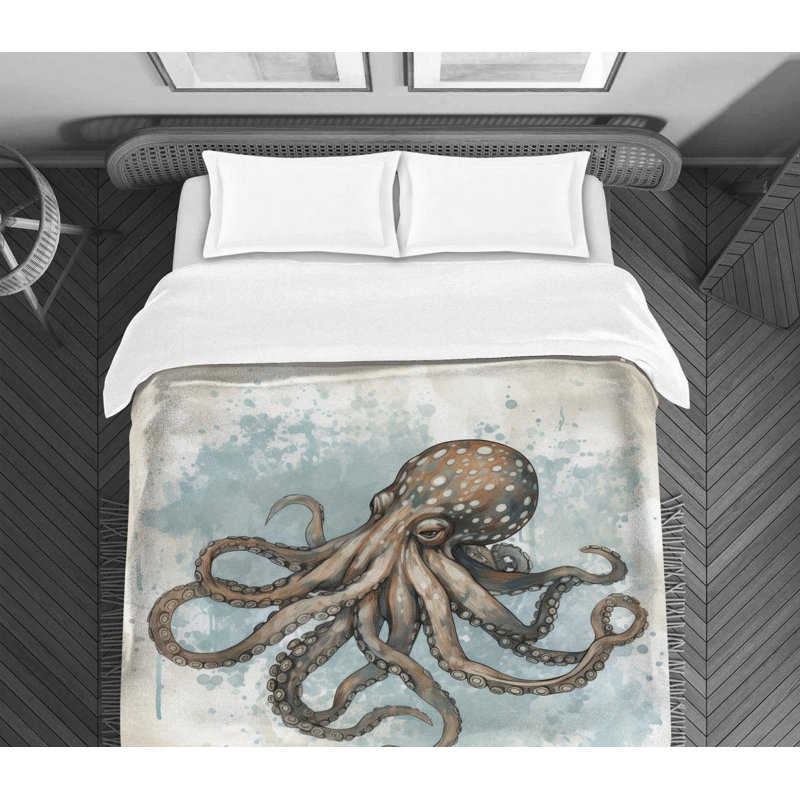 Coastal Octopus Polyester Comforter, Queen Comforter