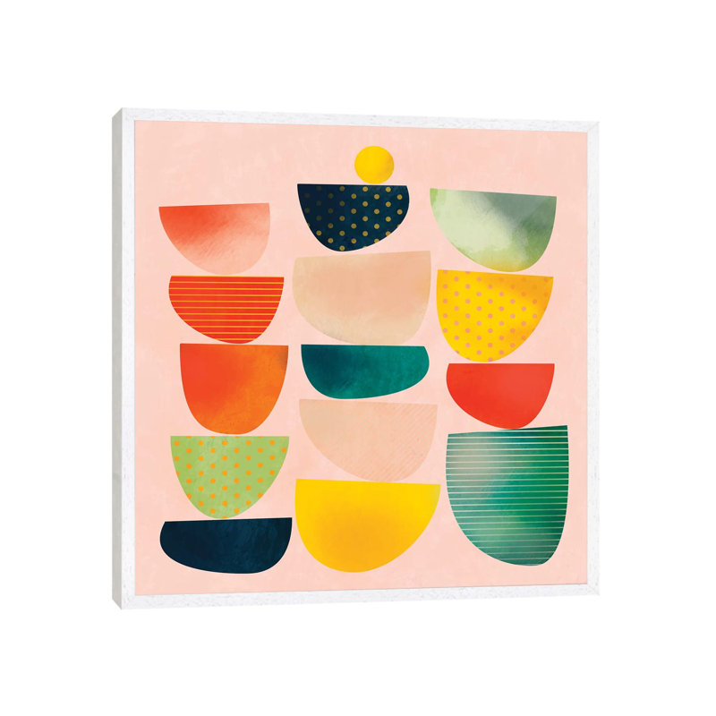 Mid Century Geometric Half Circles by Ana Rut Bré - Gallery-Wrapped Canvas Giclée on Canvas, White Framed