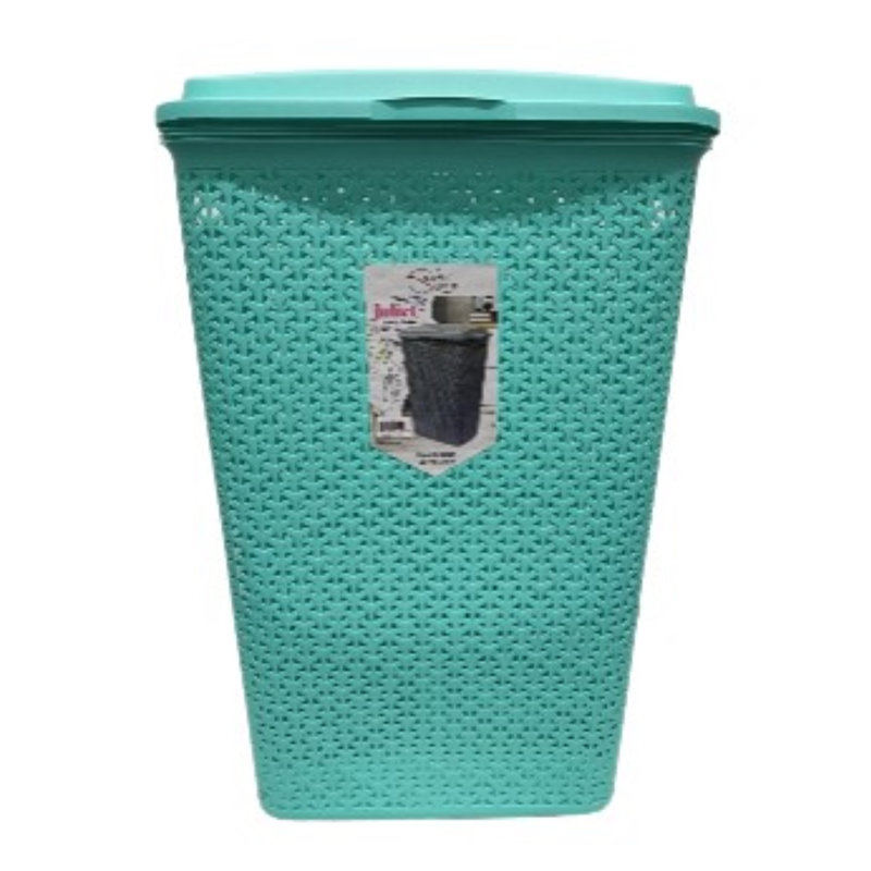 Plastic Laundry Hamper with Handles, Light Green