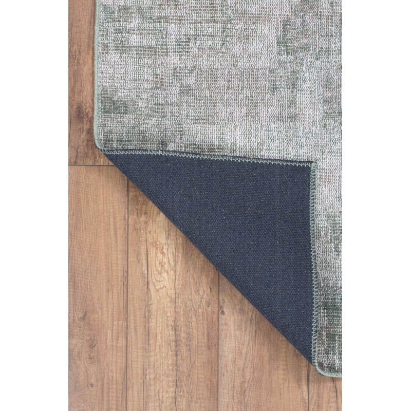 Tapis décoratif abstrait vert, Tapis de couloir 2 pi 6 po x 9 pi 11 po