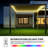 Motorized Adjustable Aluminum Louver Pergola With Integrated LED Lights-127695301