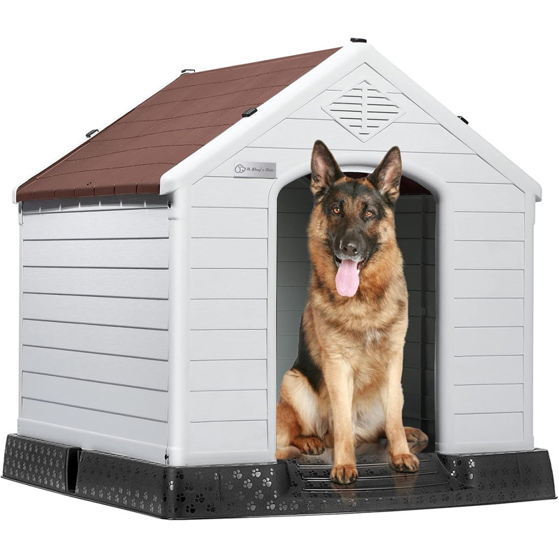 Niche pour chien en plastique Aunyae, Brun, 37.4" H x 35" W x 38.9" D