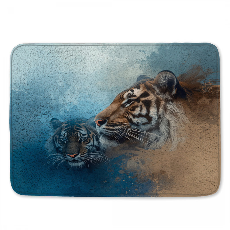 Tapis de bain Tigers In Abstract Art, L 24 po x L 17 po