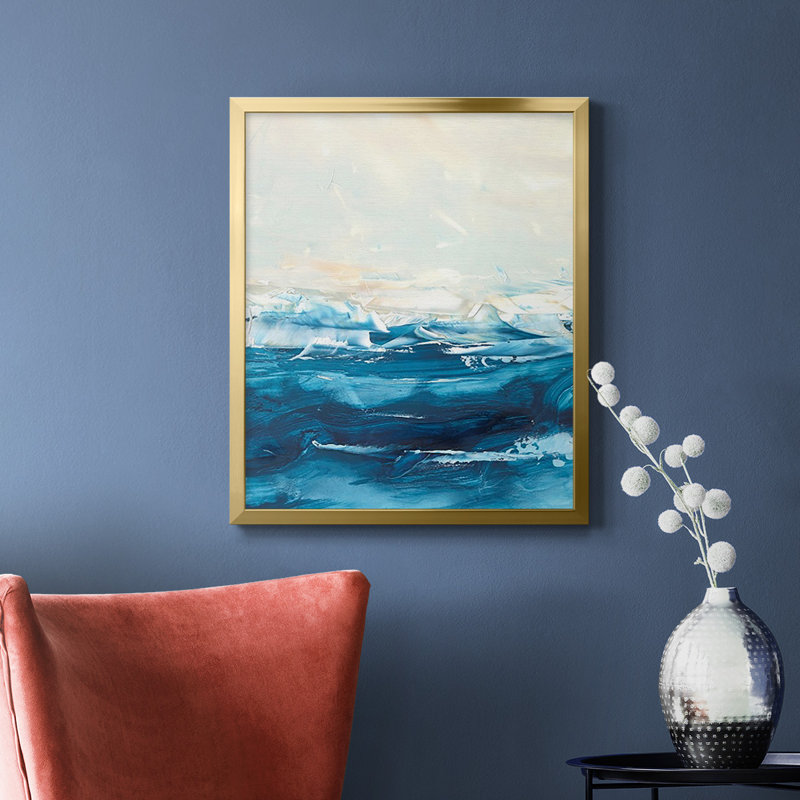 Vague après vague II, toile encadrée de qualité supérieure - prête à être accrochée, Or, H 20 po x l 16 po