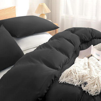 Duvet Cover Set, Jersey Knit 3 Pieces Bedding Comforter Sets 1 Duvet Cover With 2 Pillow Shams, Breathable Comforter Cover Wiht 8 Corner Ties, Super Soft Duvet Cover Black