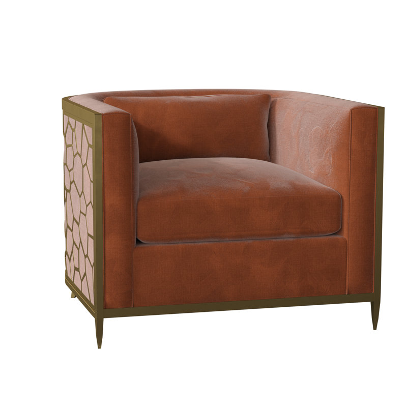 Caracole Upholstery Barrel Chair, Off-white Linen, Gold