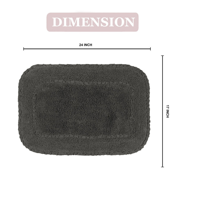 Maytham Bath Rug, Gray, Rectangle - 17" W x 24" L
