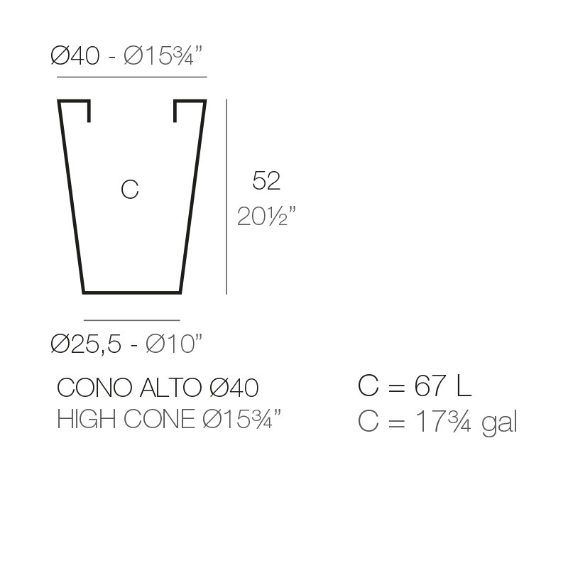 Cono High Resin Cone Pot Planter, 39.25" H x 13.75" W x 13.75" D, White