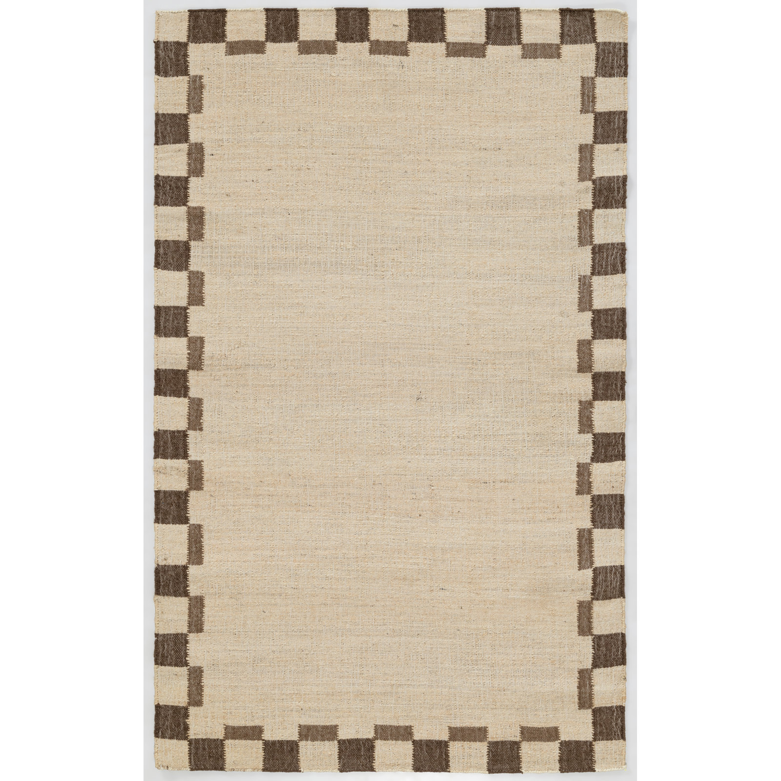 Heidi Checkered Flatweave Jute Rug, Brown, 5'x8'