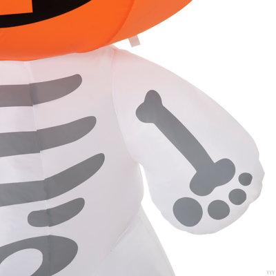 6Ft Halloween Inflatables Outdoor Decorations, Smiling Skeleton Ghost With Pumpkin Head, Blow Up LED Yard Decor For Garden, Lawn, Party, Holiday, Waterproof