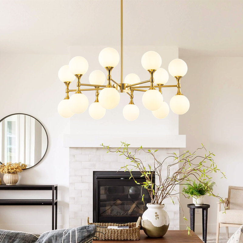 Azucena 16-Light Dimmable Sputnik Sphere Chandelier, Gold