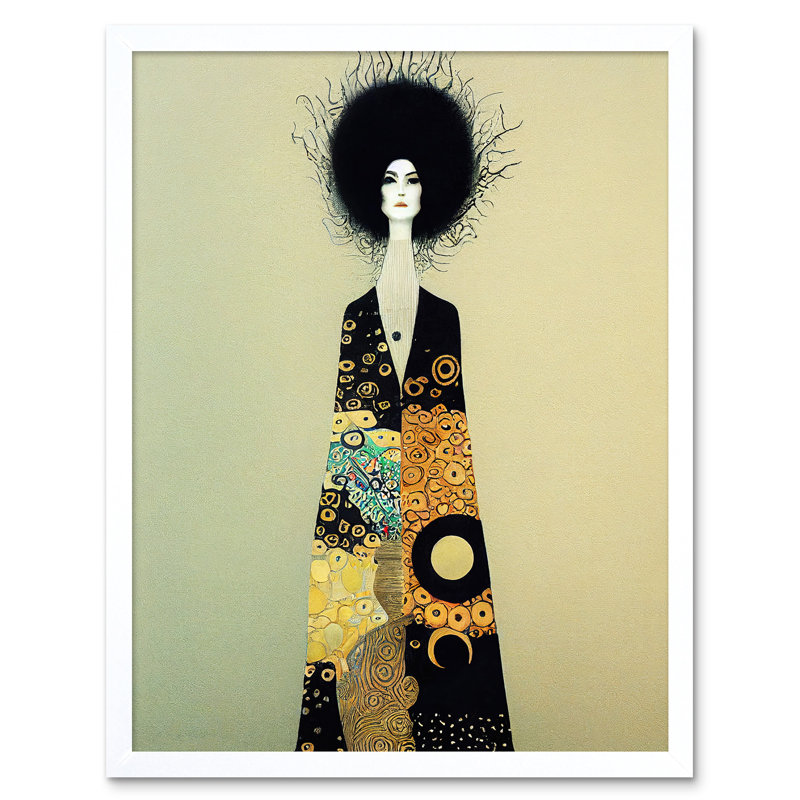 Portrait Woman Gustav Klimt Style Dress - Print, 43cm H x 33cm W, White Framed Paper