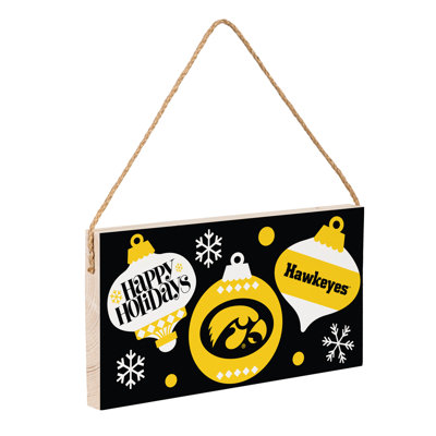University of Iowa 6 x 11  Holiday Wood Wall Sign