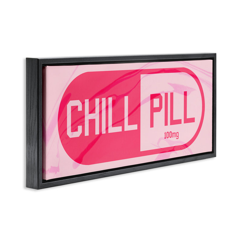 Chill Pill Modern Pop, H 11 po x l 25 po, Cadre flottant noir de jais