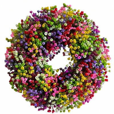 16 pouces couronnes de printemps / été pour porte d'entrée ferme campagne colorée en eucalyptus artificiel