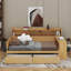 Lit de jour double en bois avec tablettes de rangement et bureau d'étude-260651818