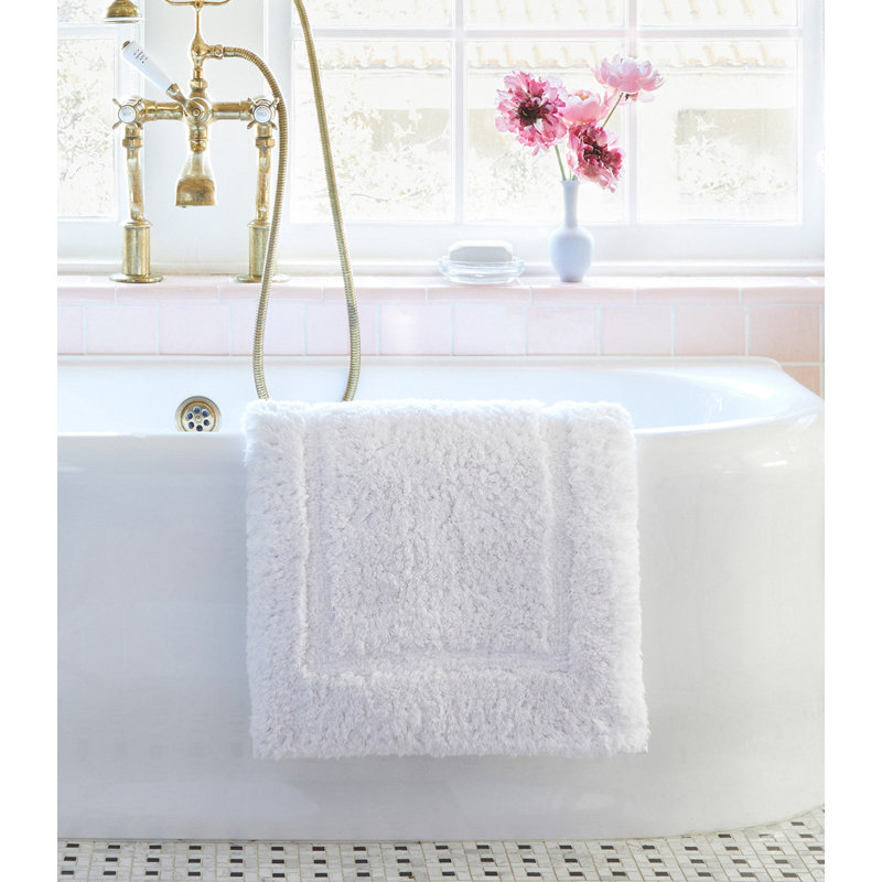 Tiffany Cloud Rectangle 100% Cotton Bath Rug, Single - 31" L x 20" W, White