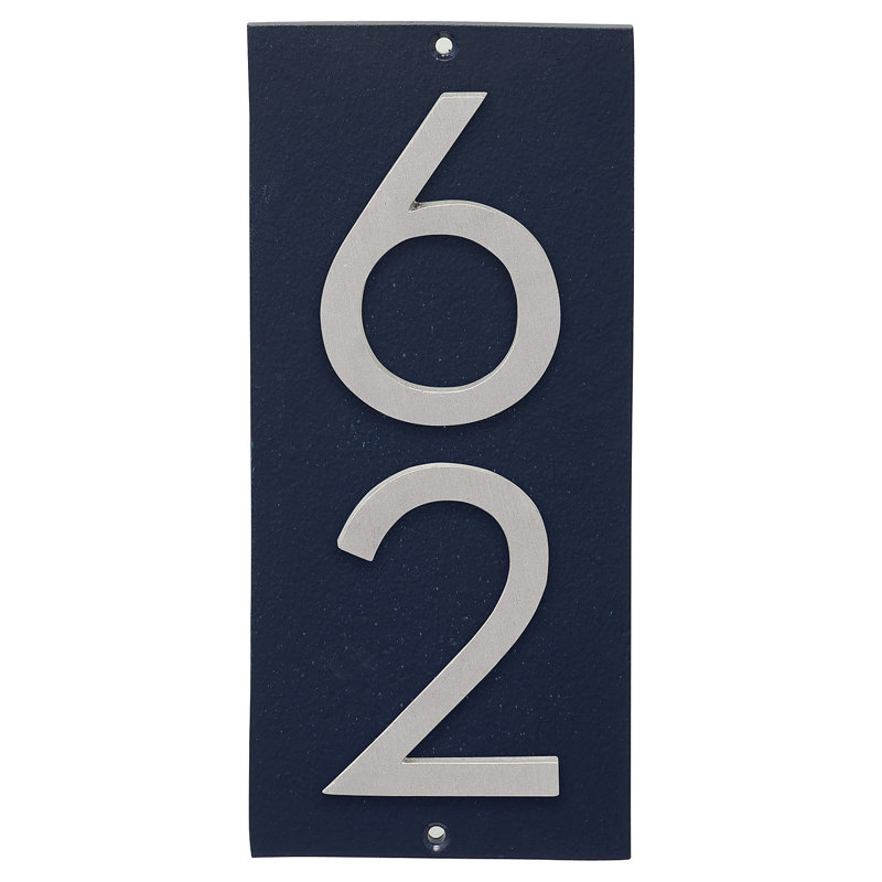 Plaque murale rectangulaire verticale flottante 6 po, Bleu marine / aluminium brossé, Oui