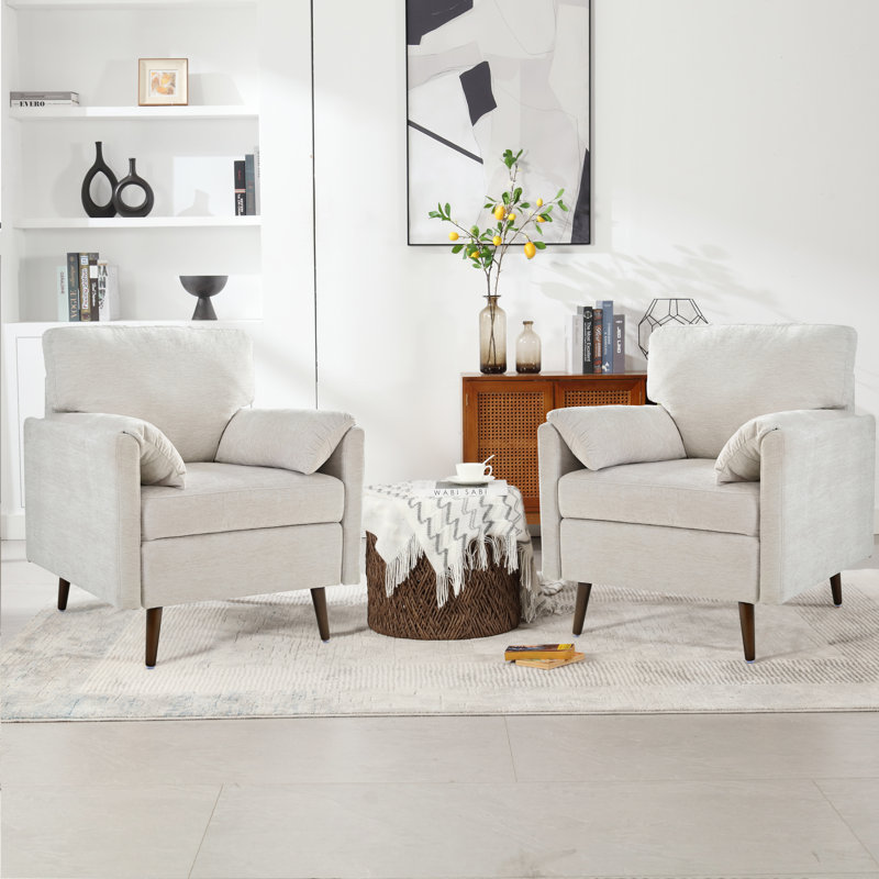 Chaise d'appoint rembourrée en chenille de salon, Chenille beige