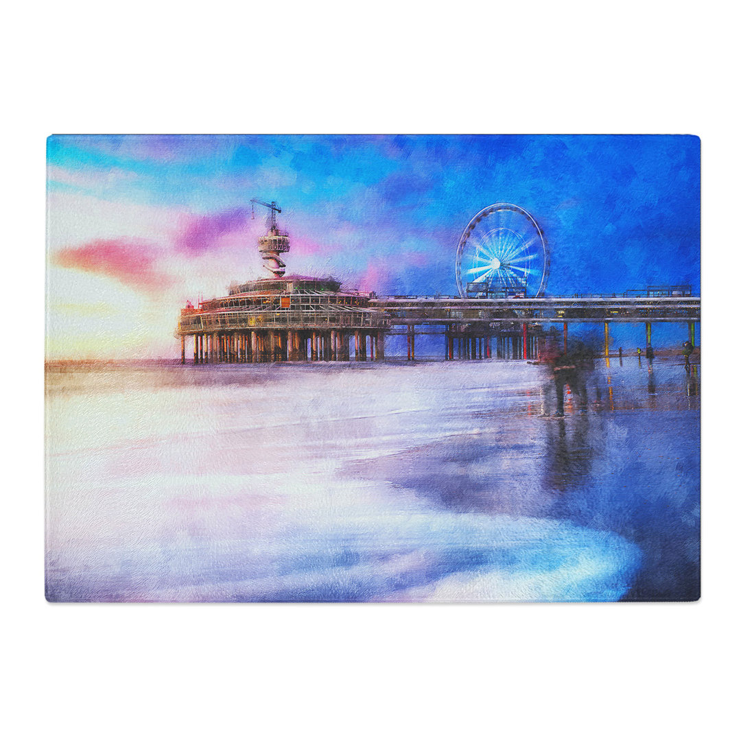 Tempered Glass Beach in the Netherlands Painting Chopping Board