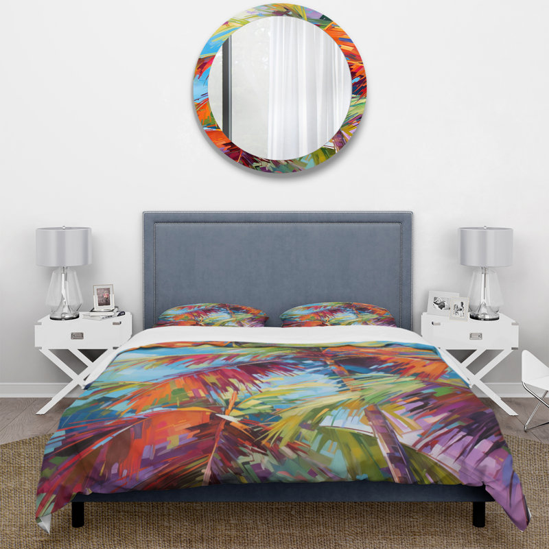 Ensemble de housse de couette en microfibre / polyester Popart Palm Trees II Bedding