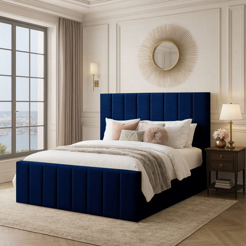 Judsonia Upholstered Ottoman Storage Bed, UK Double - DE 135 x 190 cm, Marine