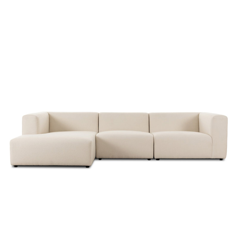 Lawndale 3PC LAF Sectional-Saxon Charcoal, Left Hand Facing, Fayette Cloud Polyester Blend