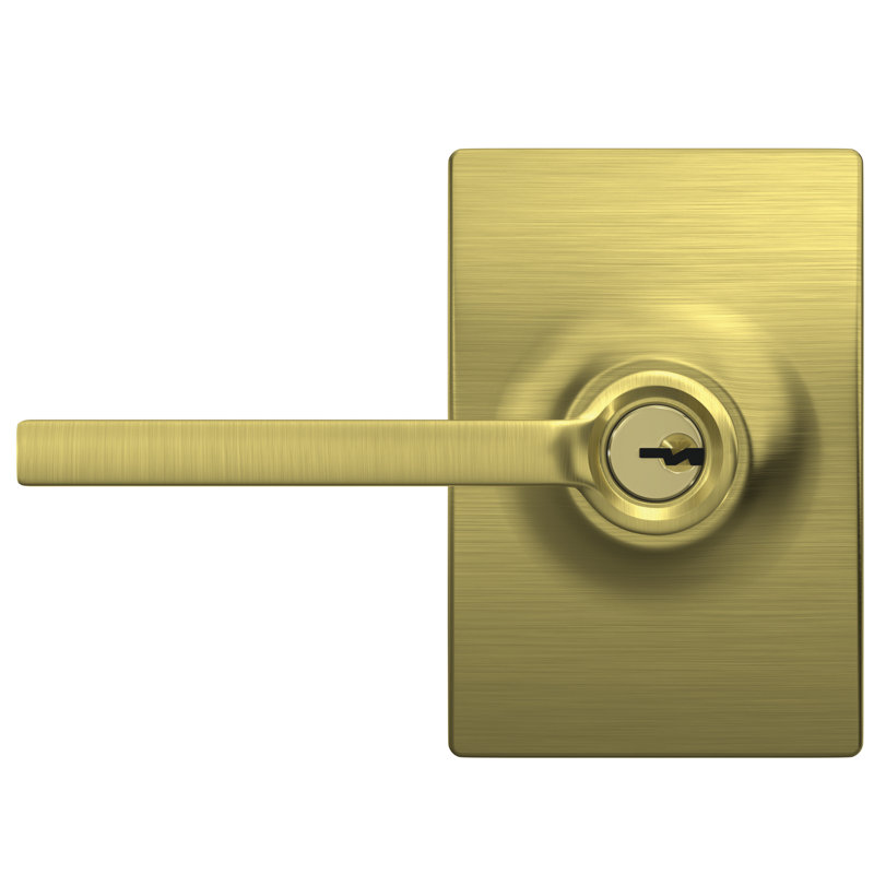 Levier de porte à clé Latitude, Laiton satiné, Oui