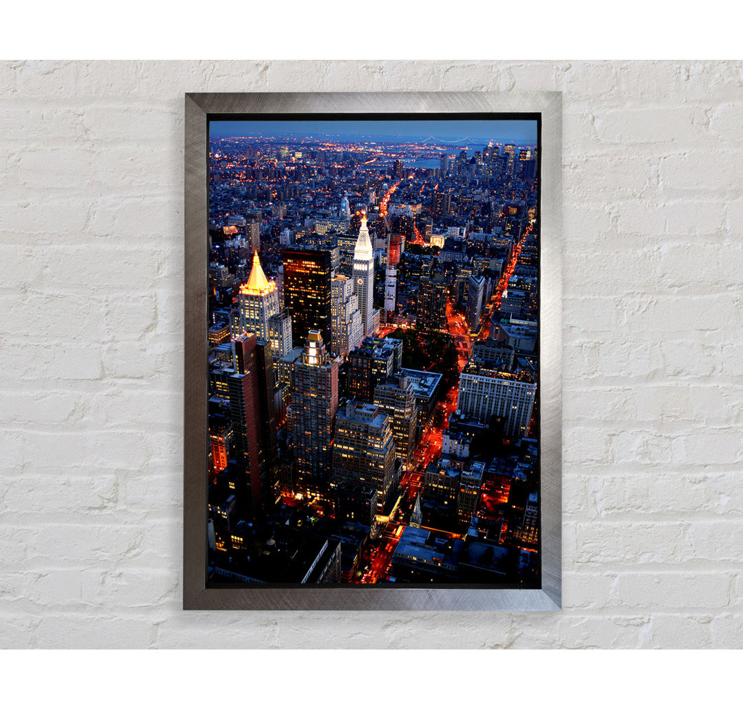 Nyc Ariel View City Lights - Einzelner Bilderrahmen Kunstdrucke