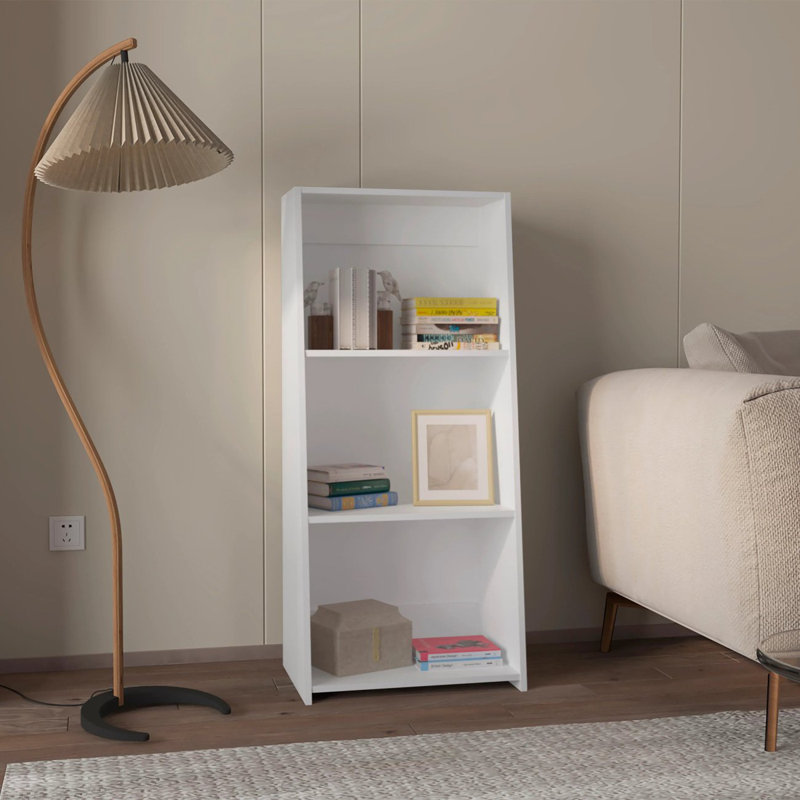 Bibliothèque élégante et fonctionnelle avec trois tablettes pour la présentation et le rangement, Blanc