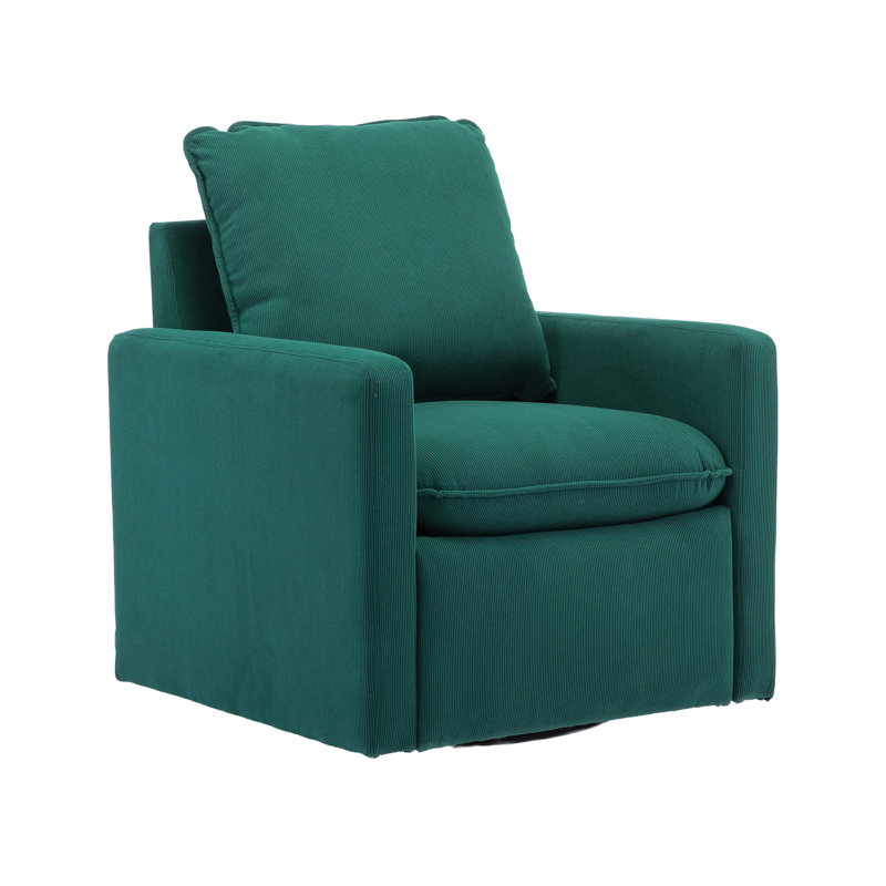 Fauteuil d'appoint pivotant rond Shetter, Velours émeraude