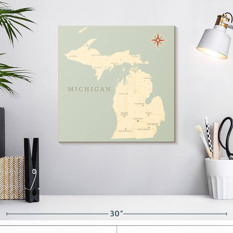 Michigan Territory Map, 16" H x 16" W