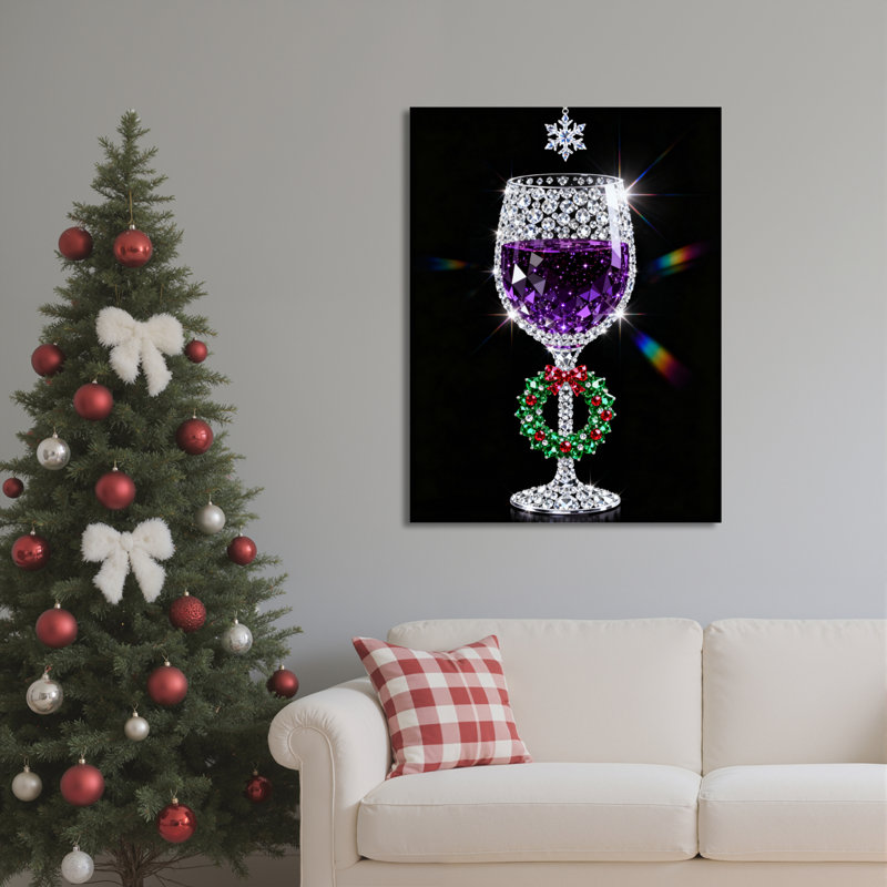 Verre à vin, art mural sur toile, H 18 po x l 12 po