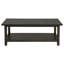 Ayne 2Pc Coffee and End Table Set, Lower Shelf, Distressed Black Wood