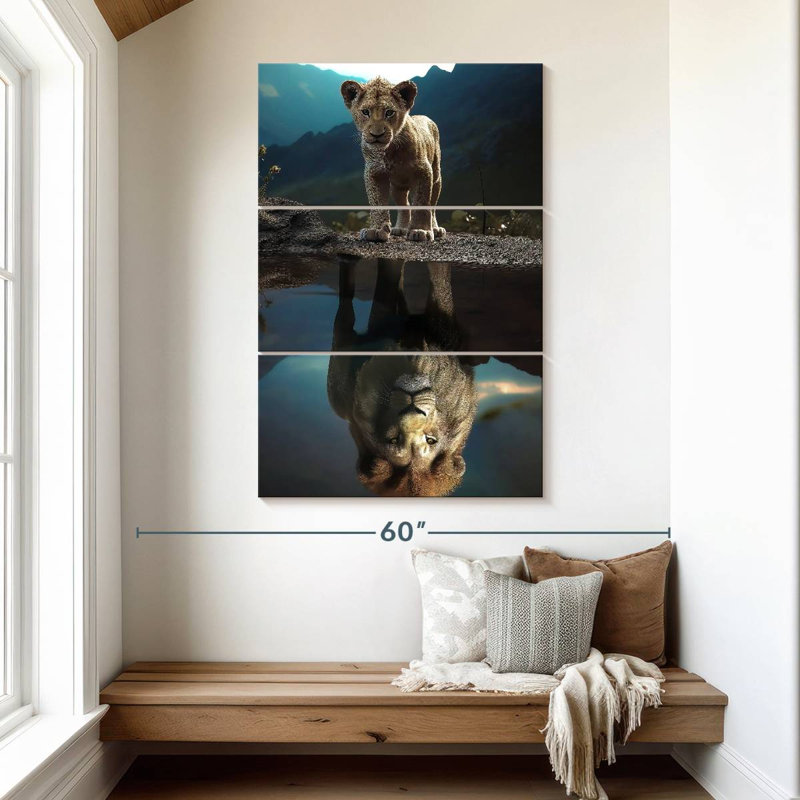La réflexion du lion, H 50 po x l 32 po