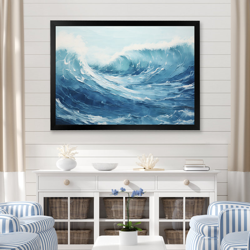 Minimalisme océan tempête II sur toile, Cadre simple noir, H 12 po x l 20 po x P 1 po