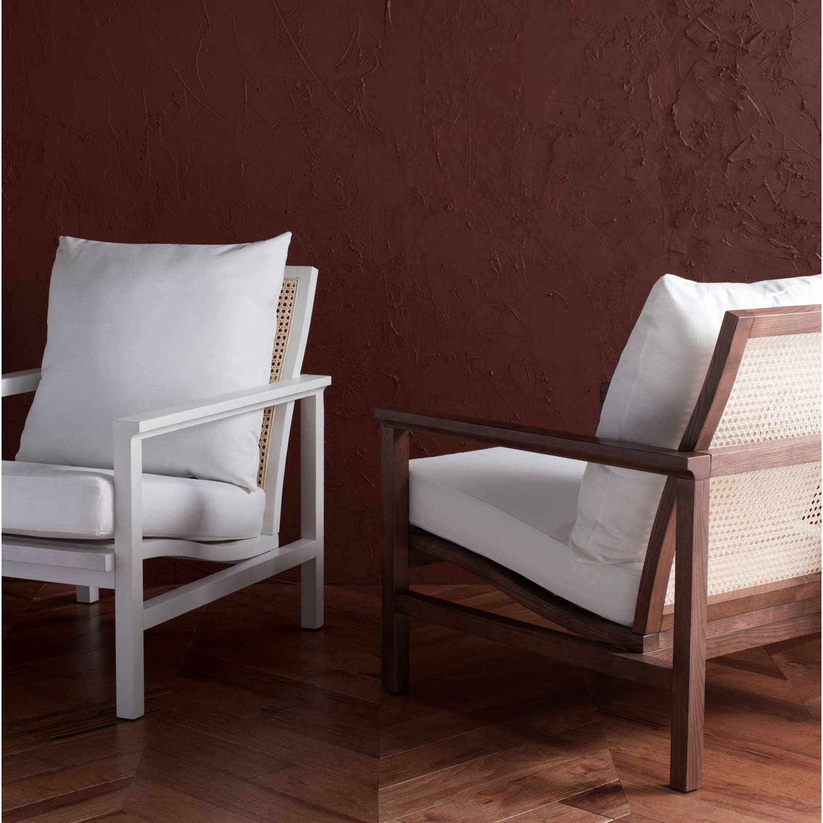 Kelle Linen Armchair, Walnut/Natural