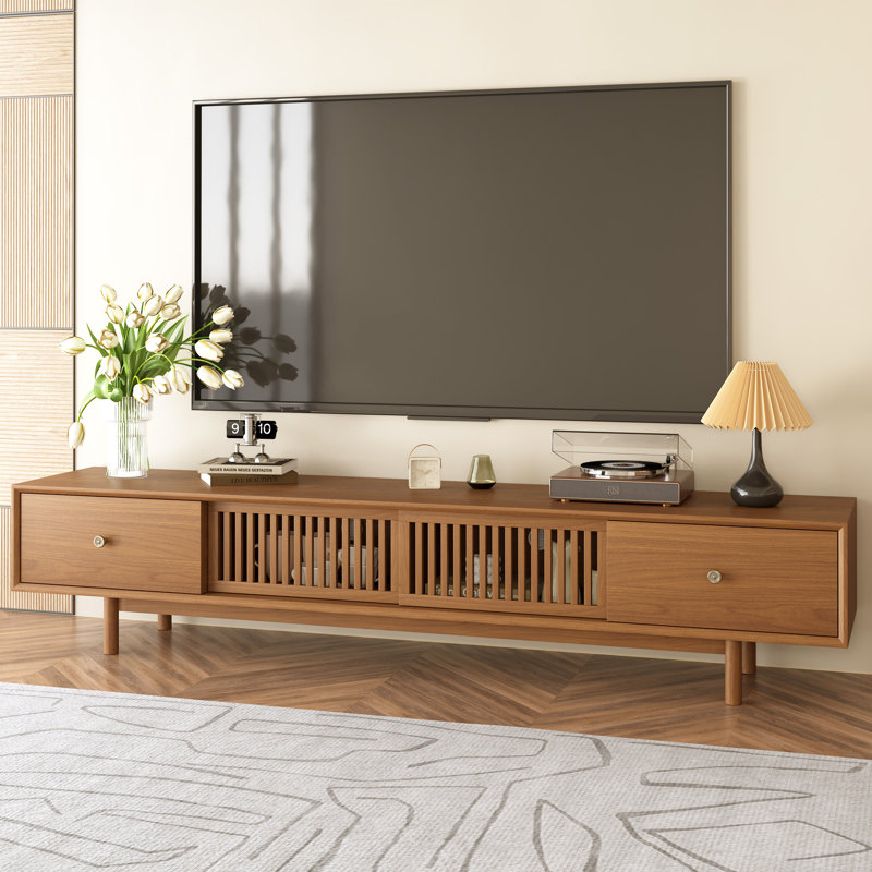 78.7” TV Stand with Louvered Sliding Doors & Ventilation Holes, Fully Assembled Media Console Cabinet for Living Room