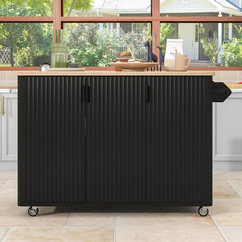 Îlot de cuisine Mid-Century avec rangement réglable Mid-Century, Bois de frêne noir