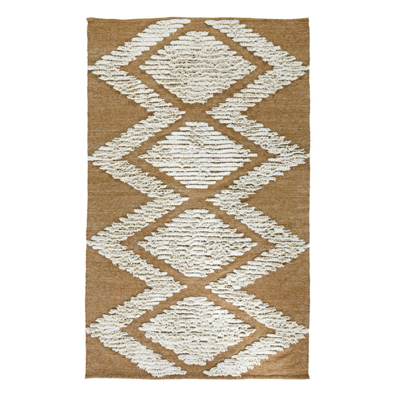 Warren Geometric Area Rug in Orange/White, Rectangle 8' x 10'