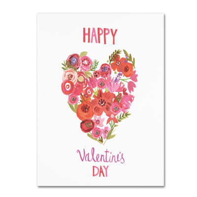 Art mural sur toile tendue - «Valentines Flowers 1» de Farida Zaman pour décoration de salon, de chambre à coucher ou de bureau - 24 x 32