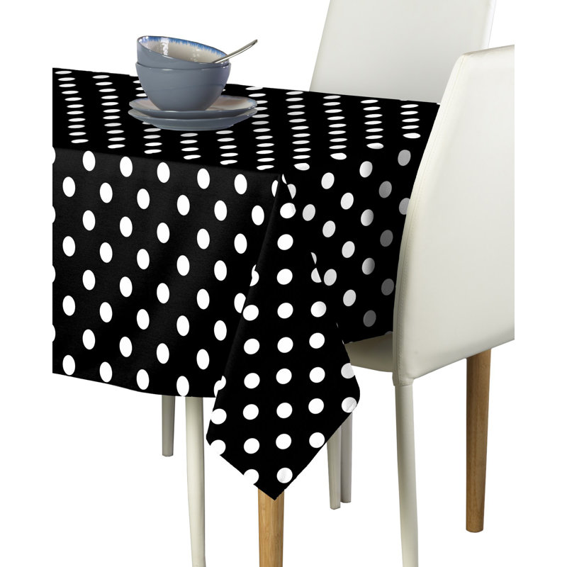 Mccloud Dot Milliken Tablecloth, 120" L x 60" W, Black