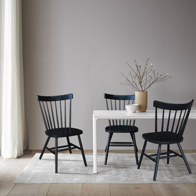 Delean Spindle Back Solid Wood Side Chair, Black